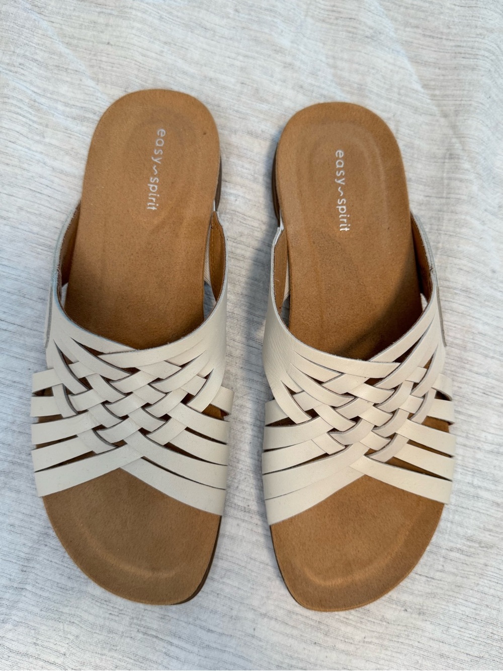 Easy Spirit Women's Tan Woven Slide Sandals Size 9 1/2